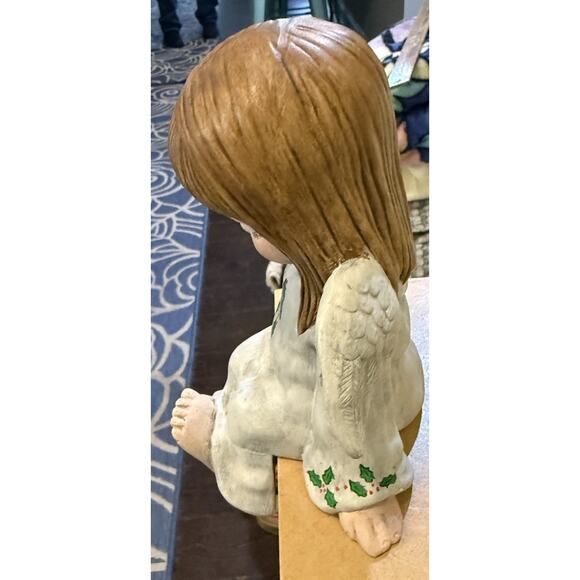 Vintage 1984 Hand Painted Angel Shelf Sitter Figurine Signed Becky 8in Ceramic” - Picture 3 of 7